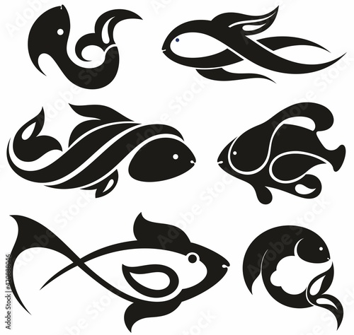 Fish icons.   Marine life. Vector illustration. Logo fishes.
