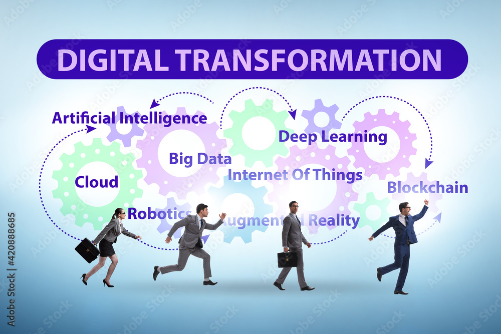 Concept of digital transformation with business people
