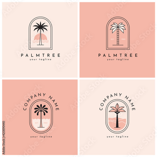 Four palm tree logo, emblem set one