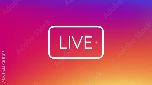 Live banner in flat style on white background. Social media concept. Live, free, video tutorials, webinar, webcast, stream, streaming, football. Motion graphic.