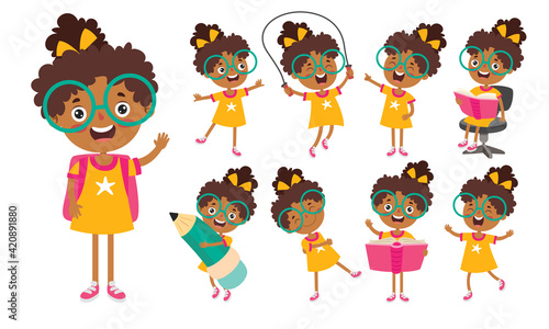 Cartoon Character Studying And Learning