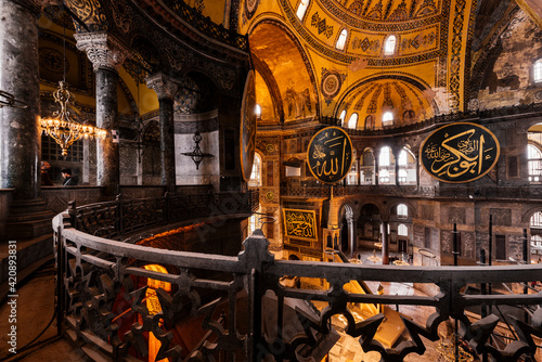 Interior of Hagia Sophia (Aya Sofya), Sultanahmet, Istanbul, Turkey photo