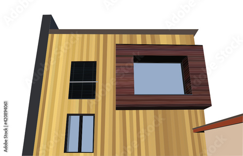 Wooden facade geometric vector building