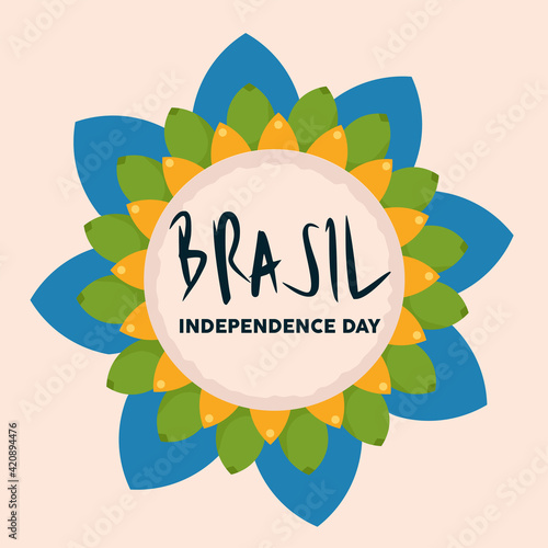 Brasil independence mandala white background tribal icon- Vector