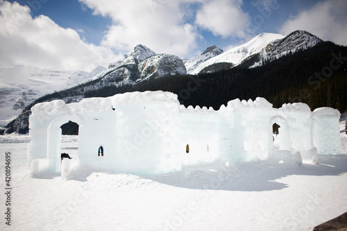 Ice carving, Lake Louise, Alberta, Canada