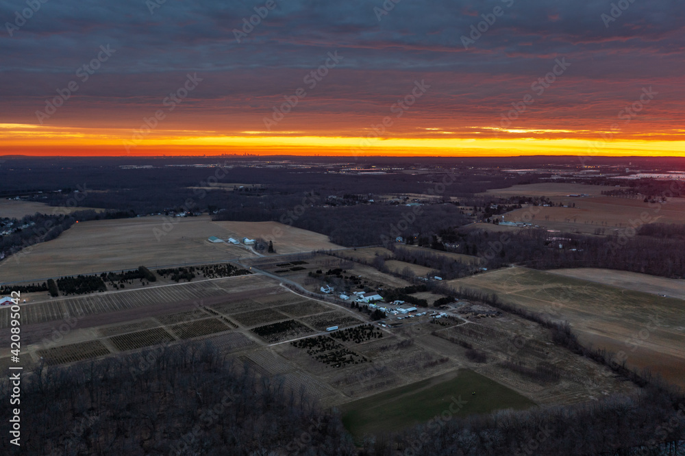 Drone Landscape of EPIC Sunrise in Plainsboro New Jersey 