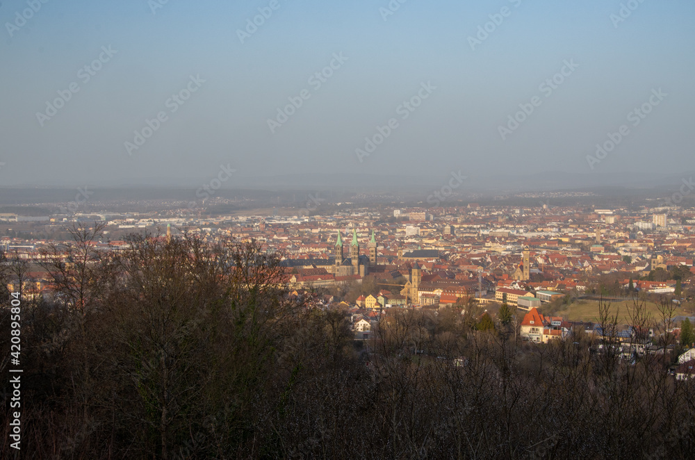 Evening atmosphere with a view of the city of Bamberg on a sunny February day