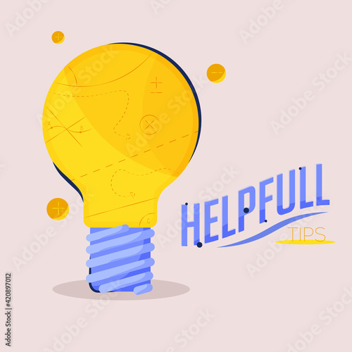 Plakat Helpfull idea lamp yellow creativity thinking icon- Vector