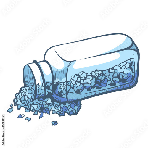 Transparent detailed glass salt shaker vector in doodle style flavor condiment for cooking