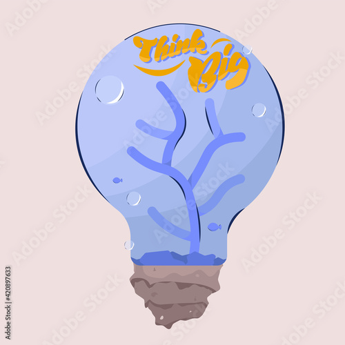 Plakat Helpfull idea lamp blue creativity thinking icon- Vector