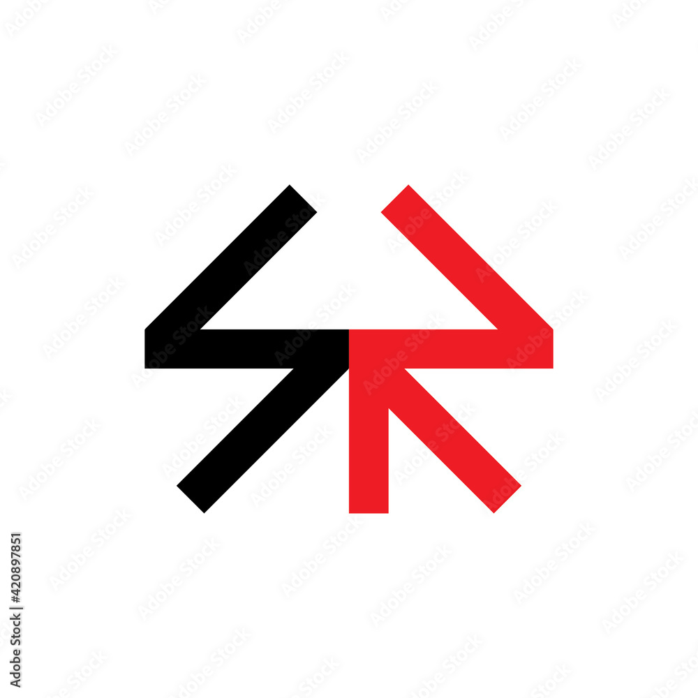 SR letter with up arrow logo design vector SR letter with up arrow logo design vector