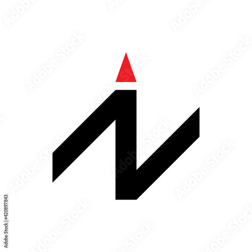 N letter with up arrow logo design vector