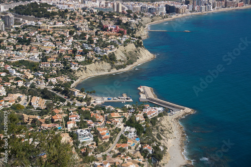 view of the coastal town of Alfas del PI, located in Alicante, Spain.