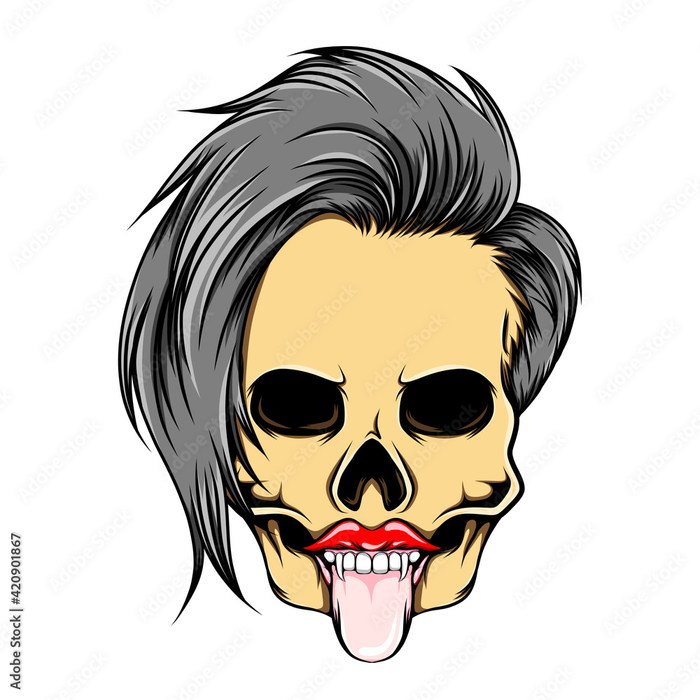 The hand drawn of the women skull with the under cut hair The hand drawn of the women skull with the under cut hair