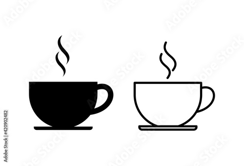 coffee cup icon set. cup a coffee icon vector.