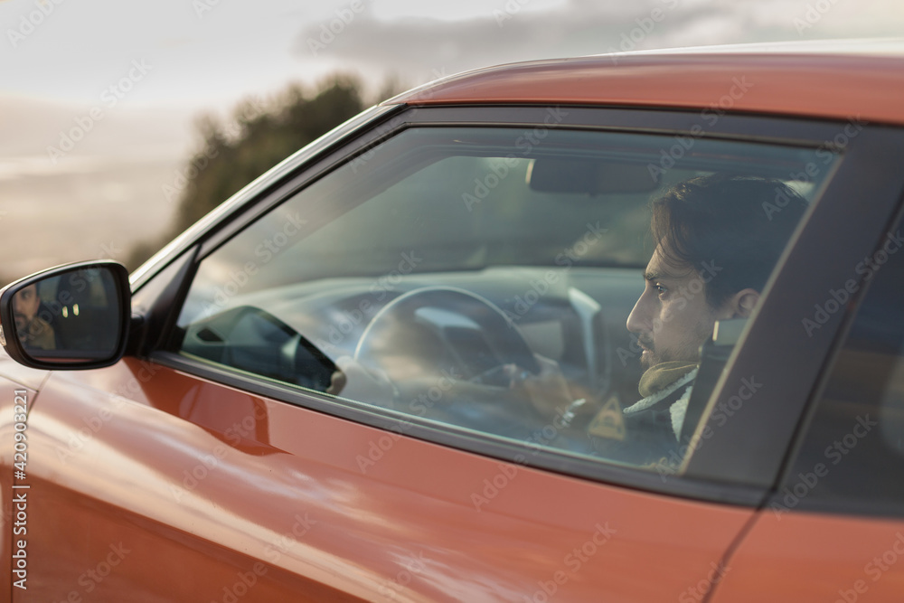 Man behind wheel Man behind wheel
