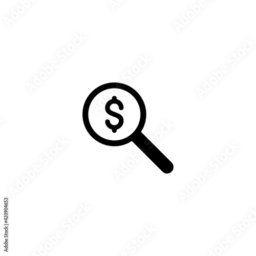 Magnifier with dolar symbol icon vector for computer, web and mobile app 