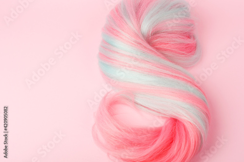  Neon Pink and Blue Kanekalon for weaving afro braid,pigtail, dreadlocks. copy space.Artificial neon hair