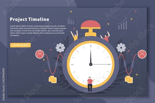 Vector illustration Project timeline with landing page concept. Deadline, project time limit, task due dates concept. Flat style design modern