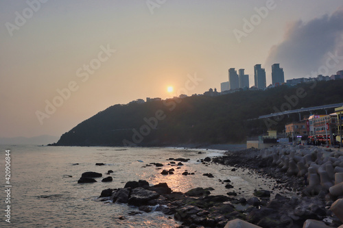 Sunset of Cheongsapo Port in Haeundae, Busan, South Korea, Asia. photo