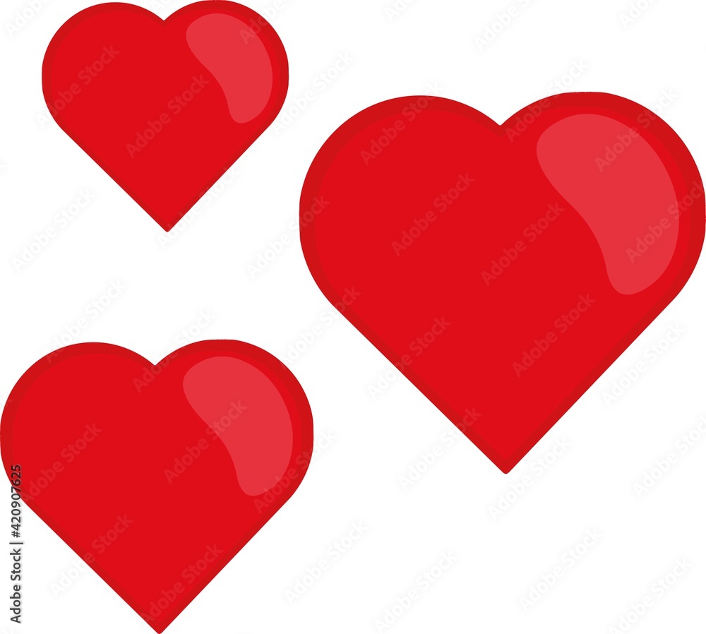 Vector illustration emoticon shapes of red hearts Vector illustration emoticon shapes of red hearts