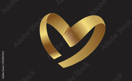Coração de Setin Dourado