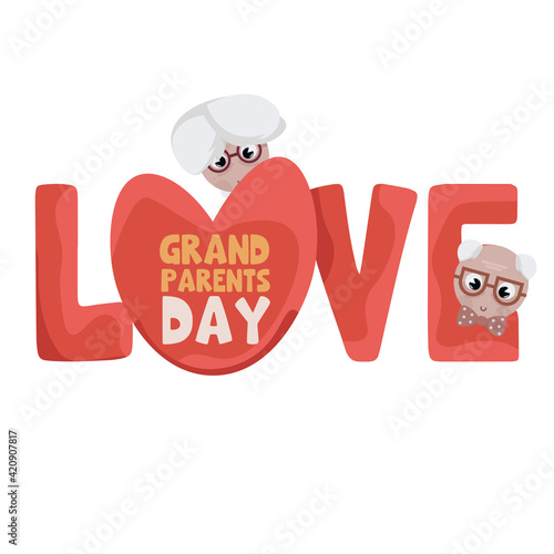 Love granparents grandma day image icon- Vector