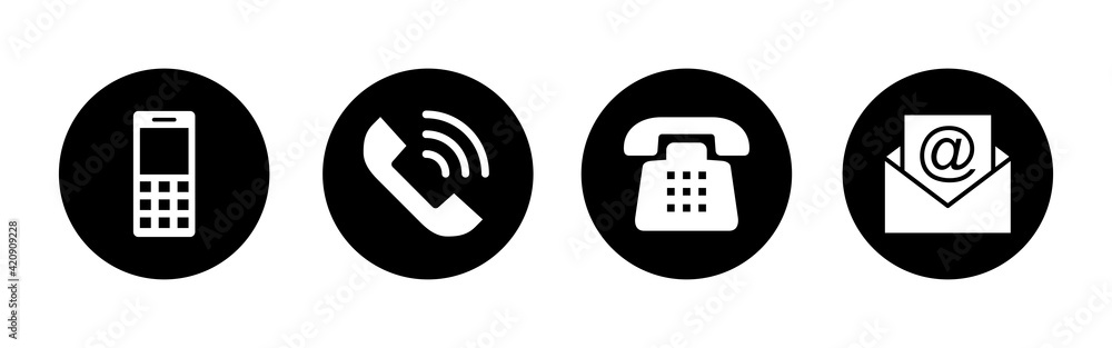 Contact us icon set. web icon set. business card contact information icon. phone icon set Contact us icon set. web icon set. business card contact information icon. phone icon set