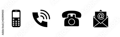 Contact us icon set. web icon set. business card contact information icon. phone icon set
