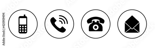 Contact us icon set. web icon set. business card contact information icon. phone icon set