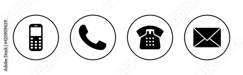 Contact us icon set. web icon set. business card contact information icon. phone icon set
