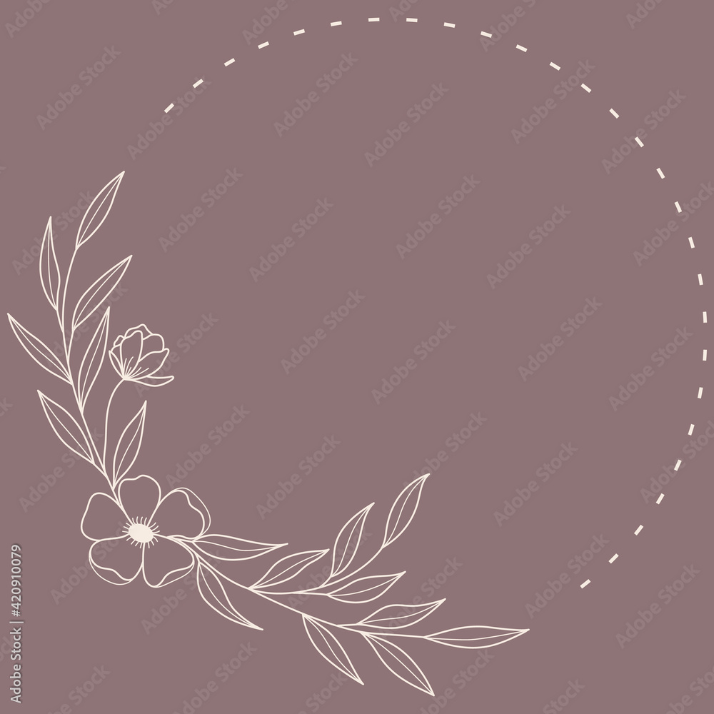 Floral Wreath branch in hand drawn style. Floral round brown and red frame of twigs, leaves and flowers. Frames for the Valentine's day, wedding decor, logo and identity template. Floral Wreath branch in hand drawn style. Floral round brown and red frame of twigs, leaves and flowers. Frames for the Valentine's day, wedding decor, logo and identity template.
