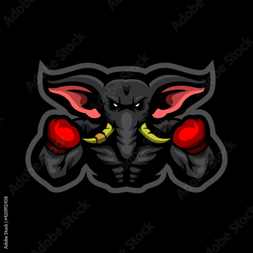 elephant boxer mascot logo design