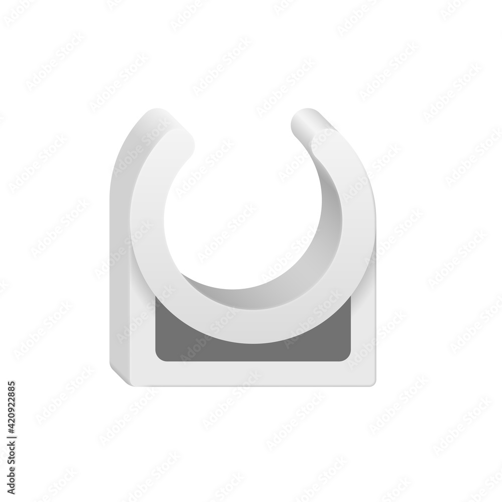 Vettoriale Stock PVC pipe clamp vector icon. Also called clip lock