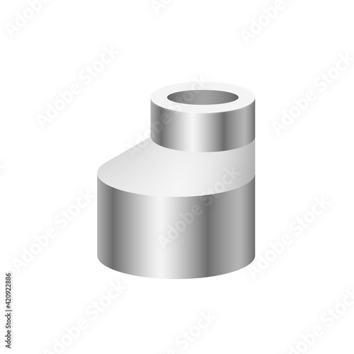 PVC plastic pipe fittings or coupling vector design isolated on white background. Reducer or increaser type. Part for connection installation pipeline system for plumbing, drainage and water supply.