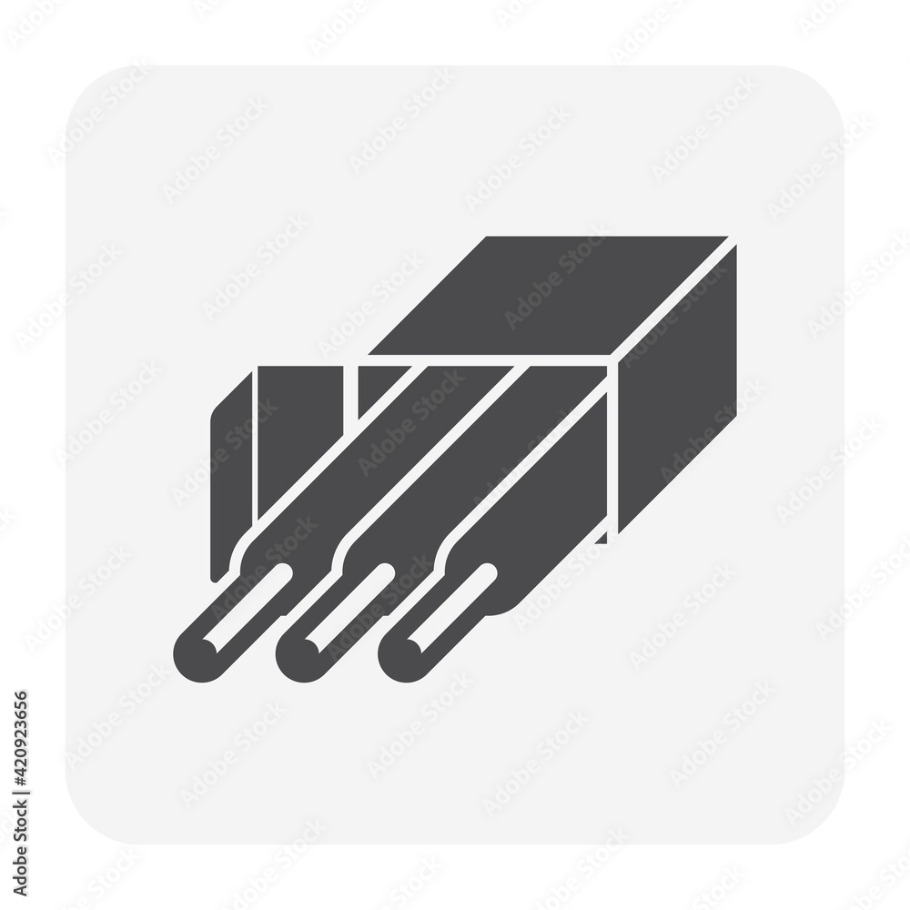 Welding electrode vector icon. Also called rod or stick. Carbon Steel or metal wire for welder use in metalworking to join metal by heating or electricity i.e. industrial construction, manufacturing. Welding electrode vector icon. Also called rod or stick. Carbon Steel or metal wire for welder use in metalworking to join metal by heating or electricity i.e. industrial construction, manufacturing.