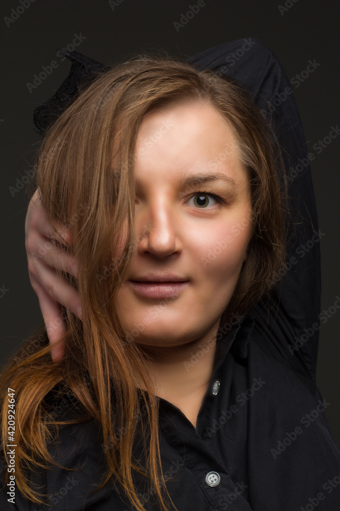 A young woman who is overweight. Photo in studio A young woman who is overweight. Photo in studio