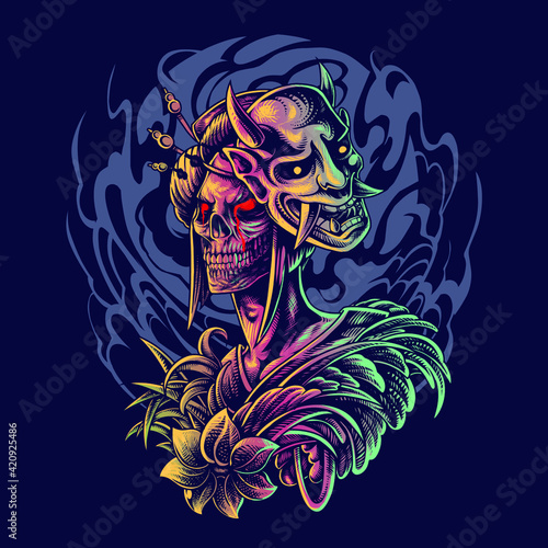 Geisha head mascot logo design