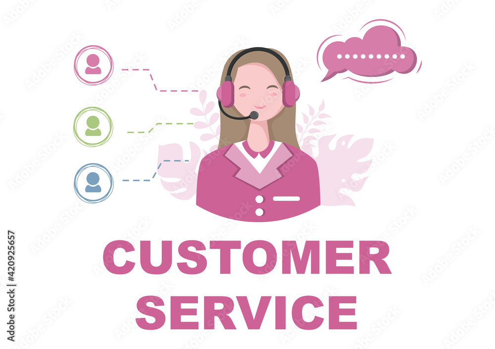 Contact Us Customer Service For Personal Assistant Service, Person Advisor and Social Media Network. Vector Illustration Contact Us Customer Service For Personal Assistant Service, Person Advisor and Social Media Network. Vector Illustration