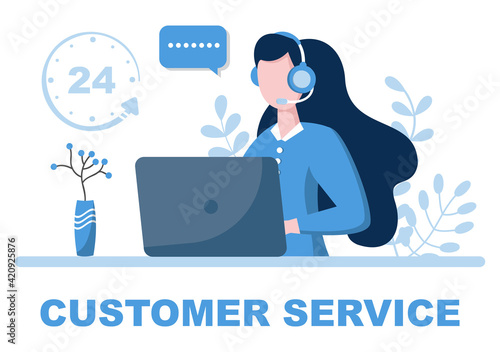 Contact Us Customer Service For Personal Assistant Service, Person Advisor and Social Media Network. Vector Illustration