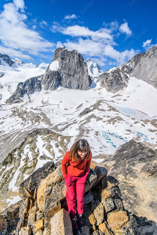 Climber on rocks at Bugaboo Provincial Park, British Columbia, Canada Climber on rocks at Bugaboo Provincial Park, British Columbia, Canada