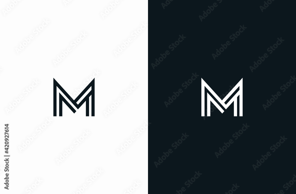 Initial Letter M Logo Black White Elegant Minimalist Signature Logo Initial Letter M Logo Black White Elegant Minimalist Signature Logo