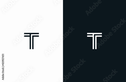 Initial Letter T Logo Black White Elegant Minimalist Signature Logo