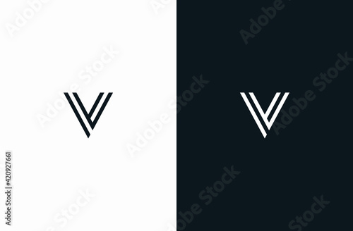 Initial Letter V Logo Black White Elegant Minimalist Signature Logo