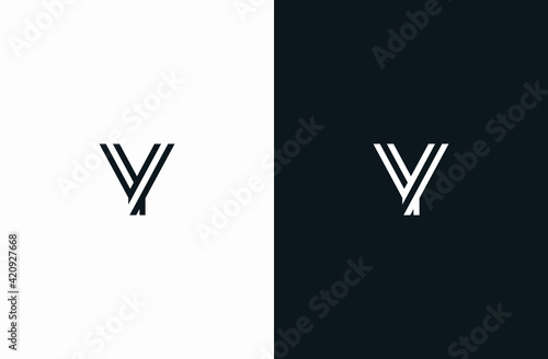 Initial Letter Y Logo Black White Elegant Minimalist Signature Logo
