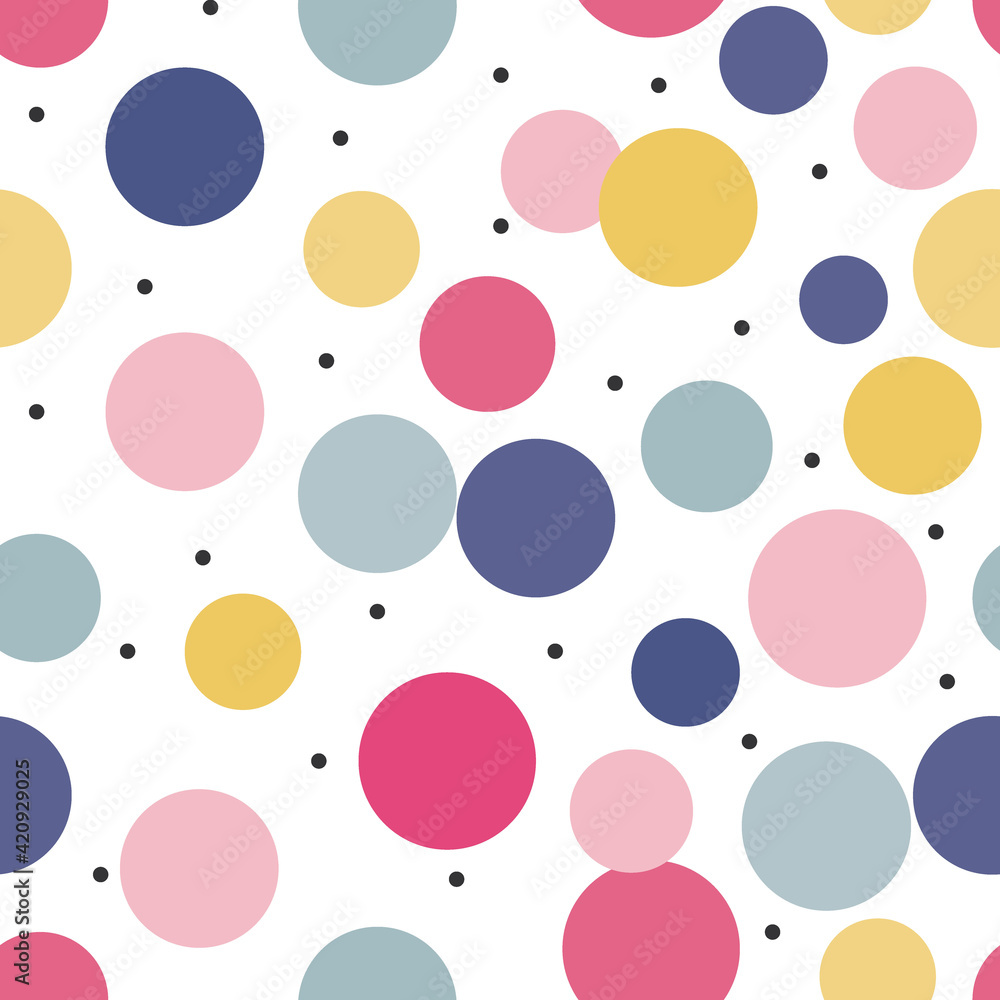 Seamless cute polka dots with colorful design