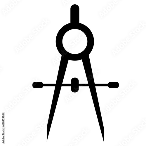 stationery compasses icon on white background. compass silhouette. compass sign. flat style.