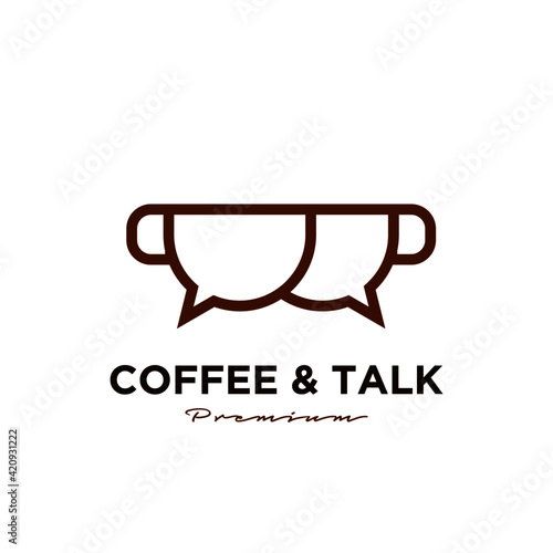 couple coffee talk chat logo icon design