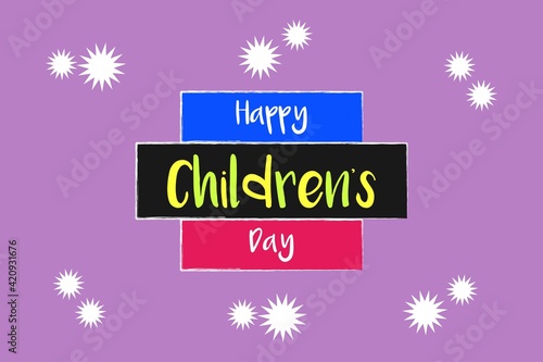 World Children's day emblem isolated vector illustration on pink background. 1 June world family holiday event label, greeting card decoration graphic element 