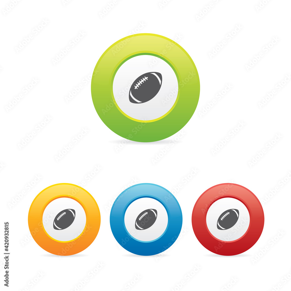 Colorful Set of Amercian Football Round Icons Colorful Set of Amercian Football Round Icons